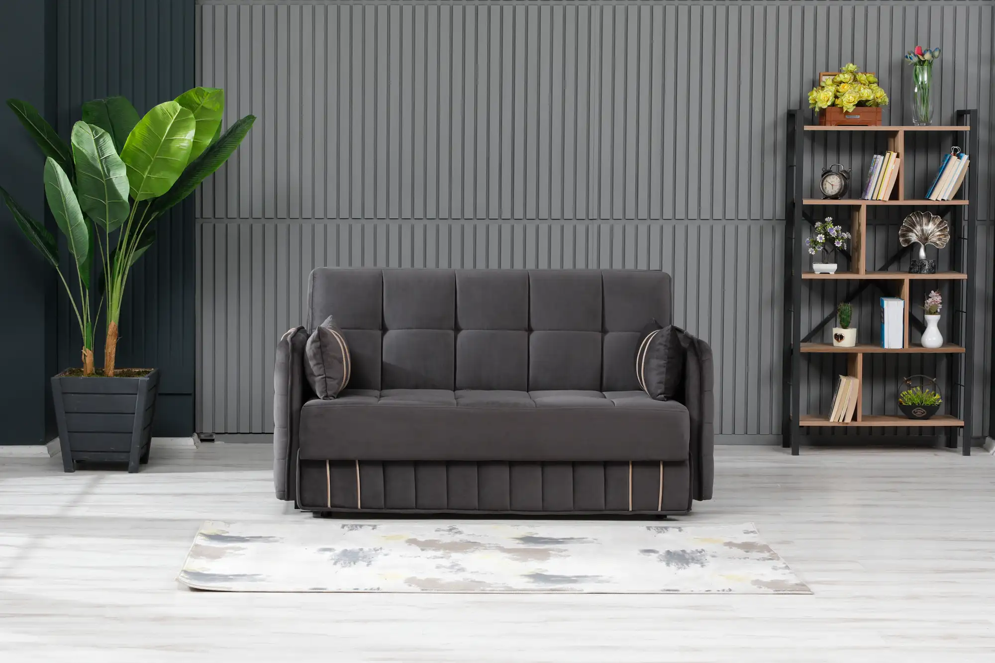 Sofa bed with 2 gray worlds