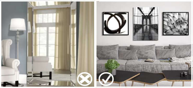 Positioning of objects decorations: frequent errors in interior design