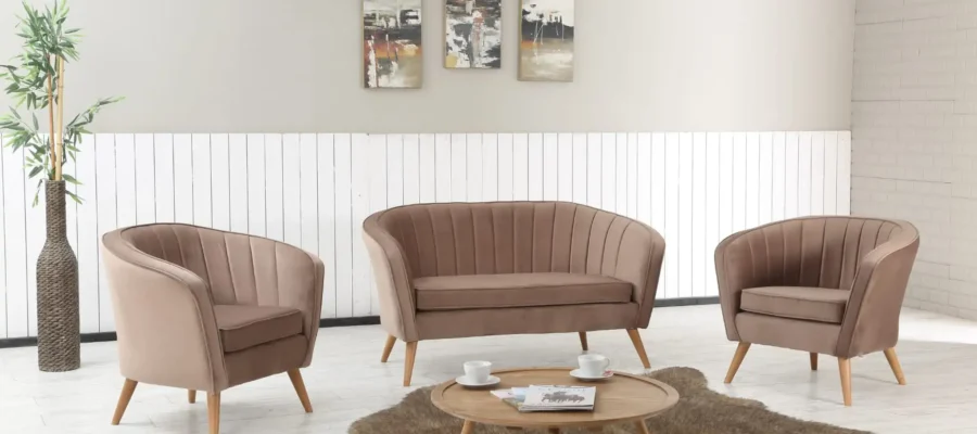 Set of sofas and mandatory wooden terrace armchairs