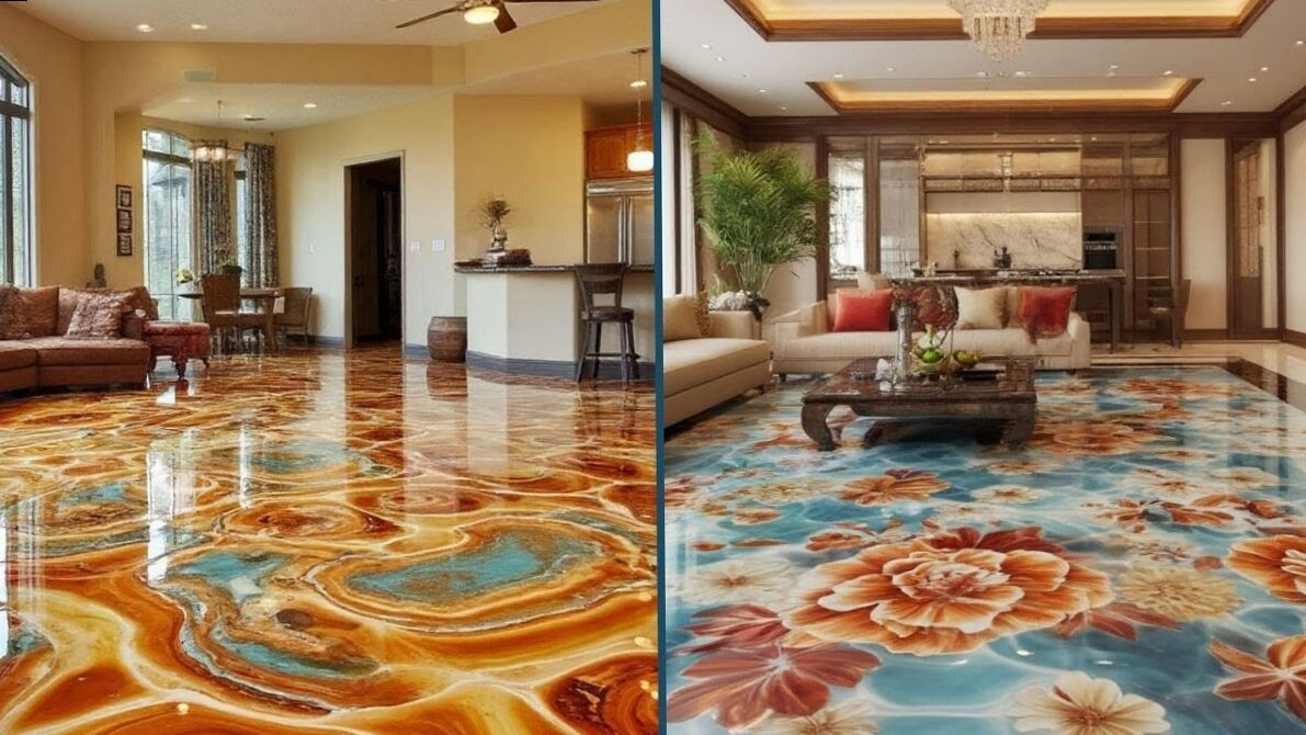 Floors through life with epoxy lymph with 3D drawings